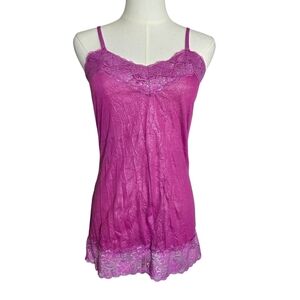 Vanity Pink Lace Trim Tank Top